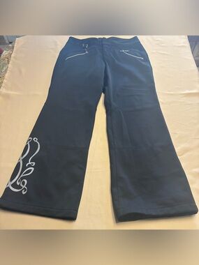 Athleta Pants Womens Sz 12 Black Soft Shell Lined Ski Snowboard Tribal FLAW
